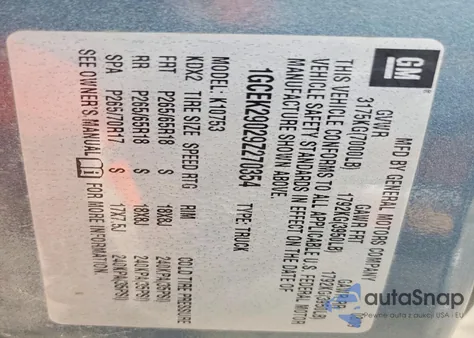 2009 Chevrolet Silverado K1500 Lt z USA, uszkodzony, nr VIN 1GCEK29029Z270354